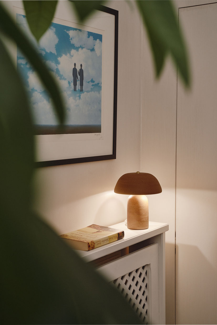 That helps visualize the warm finish, the beautiful light, and the overall harmony of our ceramic table lights on a tablet.